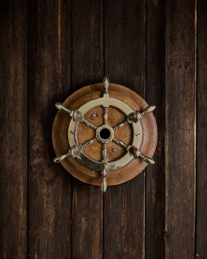 Vintage European Key Holder - Brass & Wood