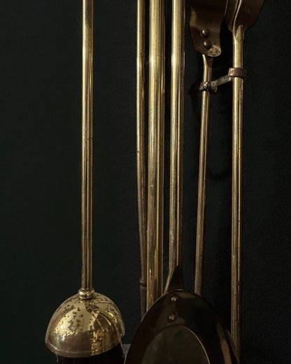 Mid-20th Century French Neoclassical Brass Fireplace Stand - Five Piece Set