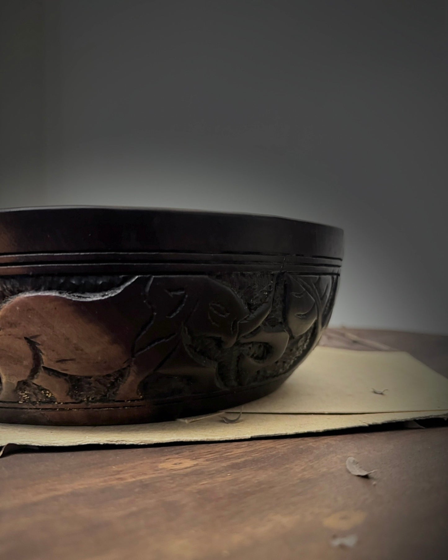 African Hand-Carved Ebony Bowl