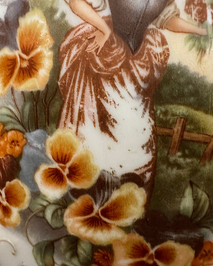 19th Century Victorian Bristol Glass Vase - Handpainted & Transfer Print, England, c.1870-80