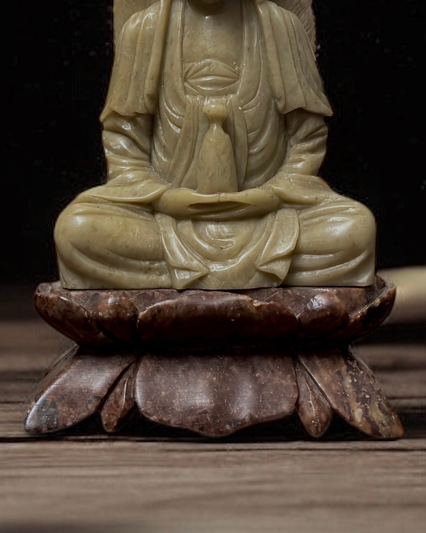 Guanyin - Bodhisattva of Compassion, Mid-20th Century Chinese Hand-carved Stone Sculpture
