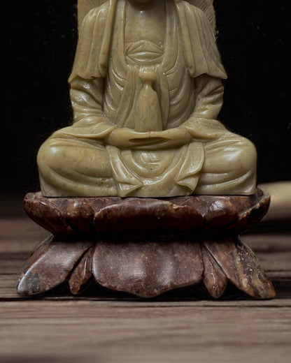 Guanyin - Bodhisattva of Compassion, Mid-20th Century Chinese Hand-carved Stone Sculpture
