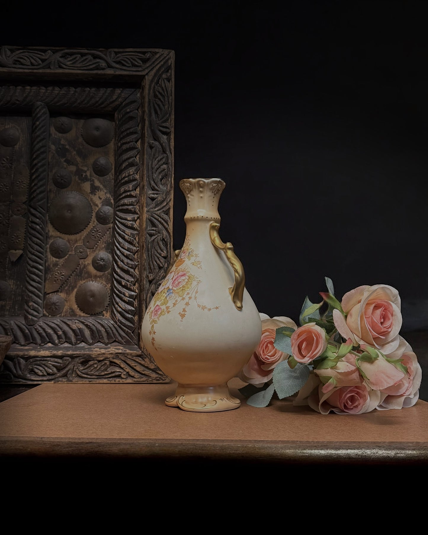 English Crown Devon “Spring” Pattern Hand-Painted Vase, Fielding & Co., Stoke-on-Trent, circa 1910s