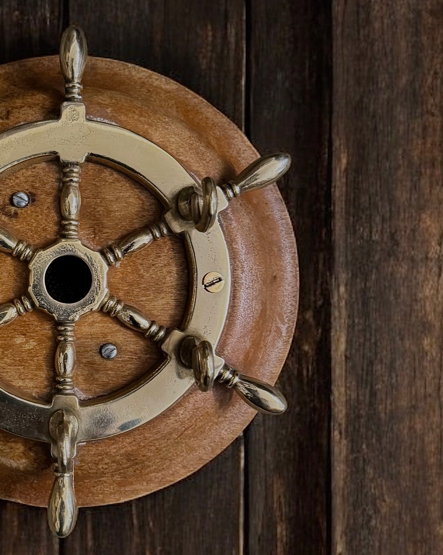 Vintage European Key Holder - Brass & Wood