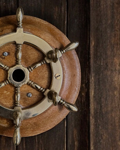 Vintage European Key Holder - Brass & Wood