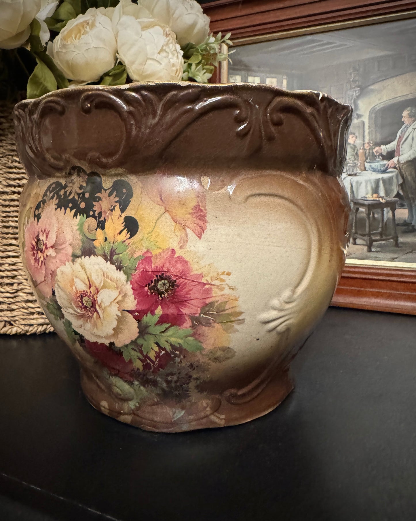 Edwardian English Floral Jardinière - “Glasgow” Pattern (c. 1910-1920s)
