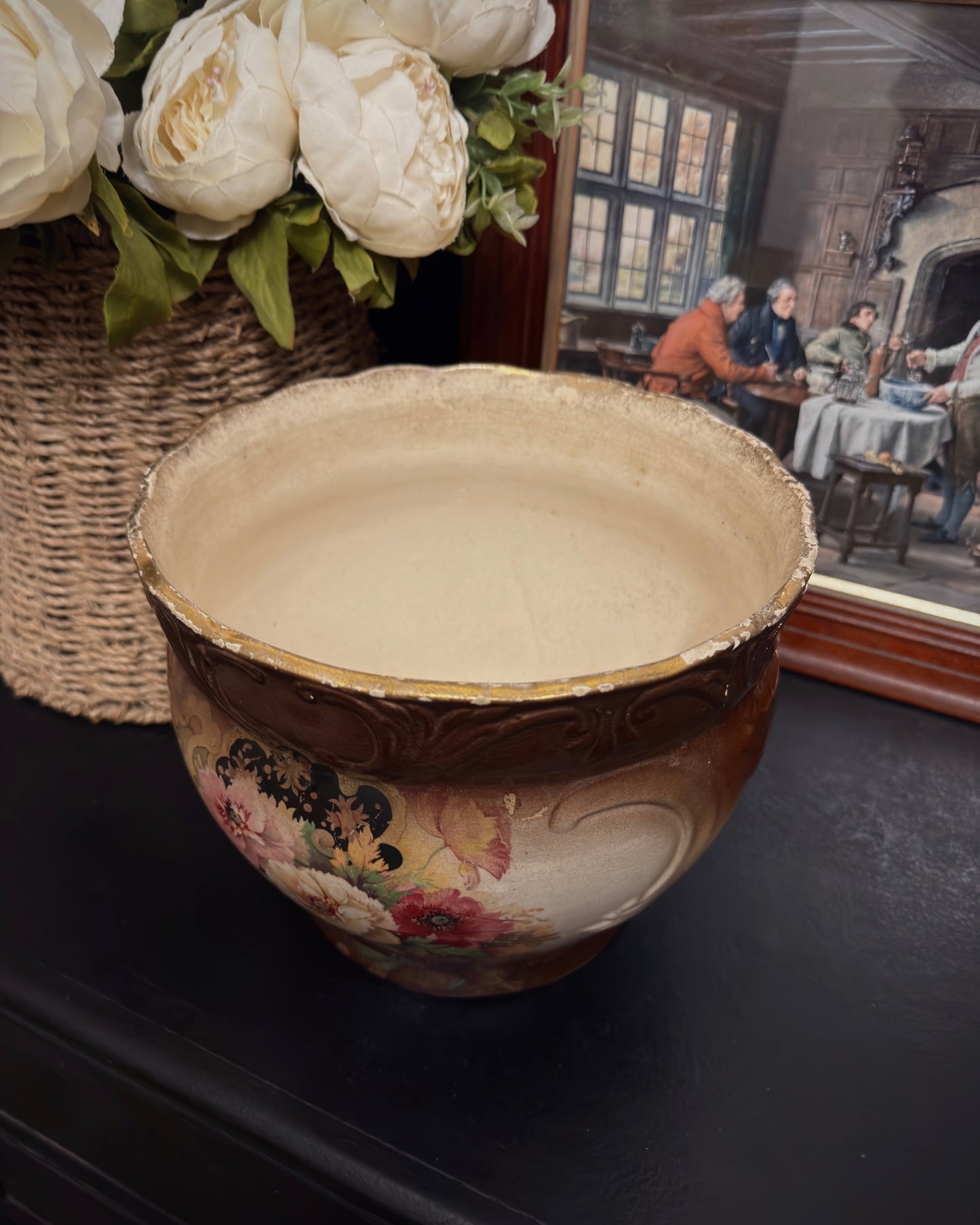 Edwardian English Floral Jardinière - “Glasgow” Pattern (c. 1910-1920s)