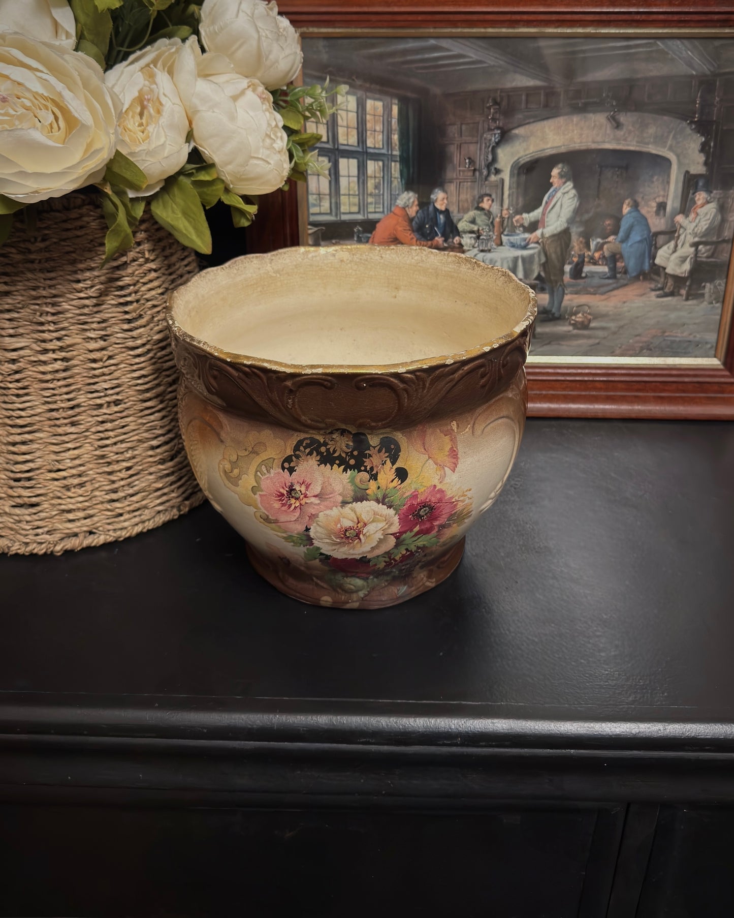 Edwardian English Floral Jardinière - “Glasgow” Pattern (c. 1910-1920s)